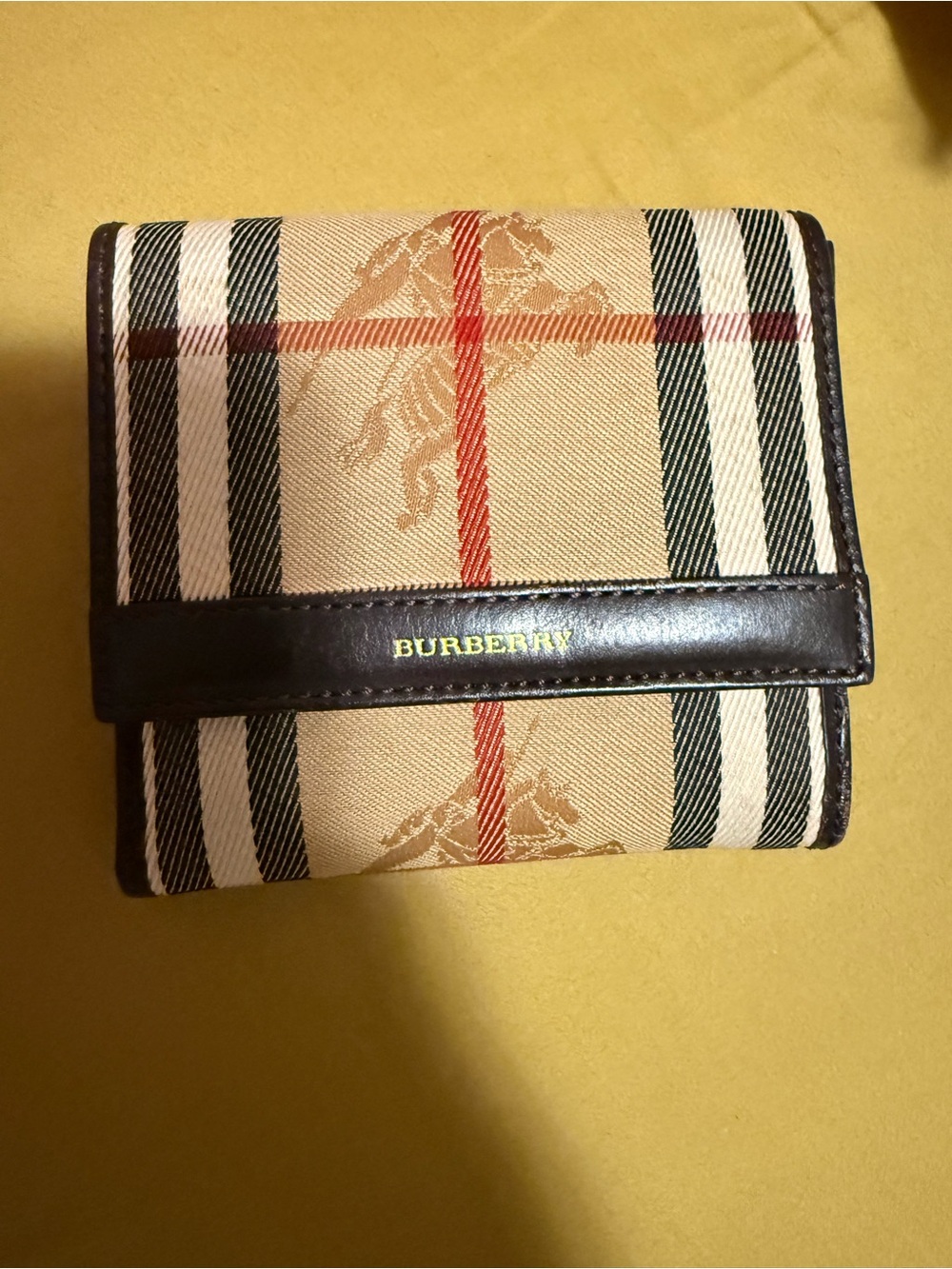 Burberry Beige Check Trifold Wallet